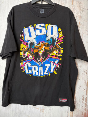 Men's WWE Uso Crazy Graphic T-Shirt Black Blue XXL